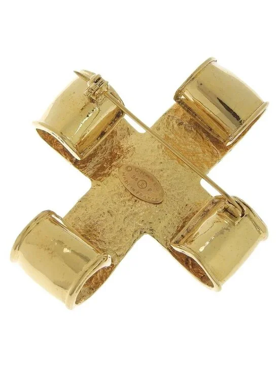 Chanel Cross Coco Mark Vintage Gold Plated 94 P 33 g Brooch - Picture 2 of 4